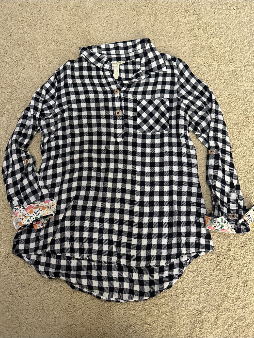 Matilda Jane x Joanna Gaines Black and White Gingham Button-Popover Top